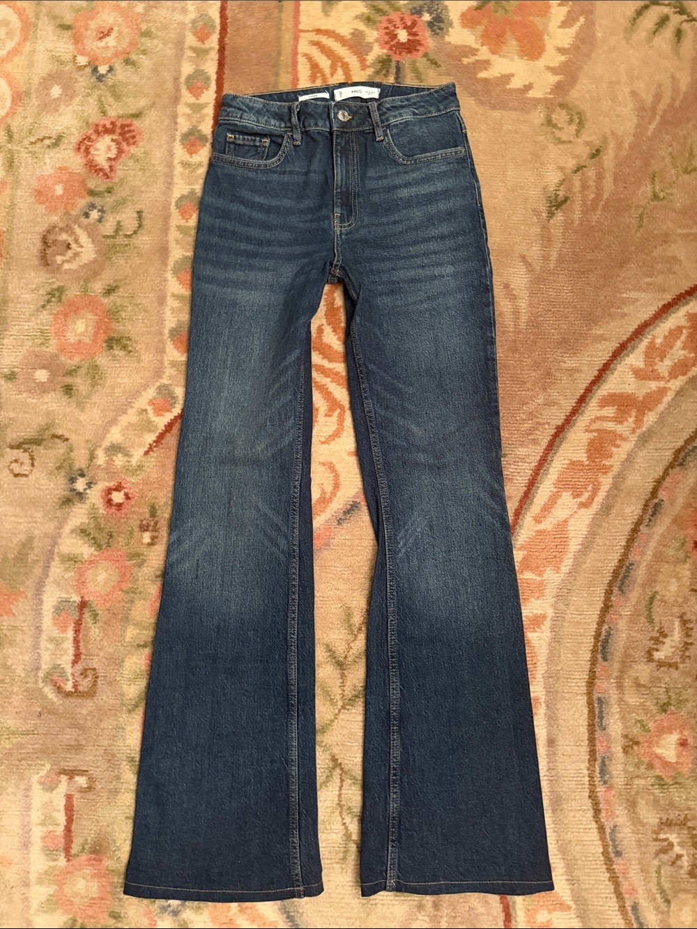 Mango Fiona Dark Blue High-Rise Flare Jeans 4/6